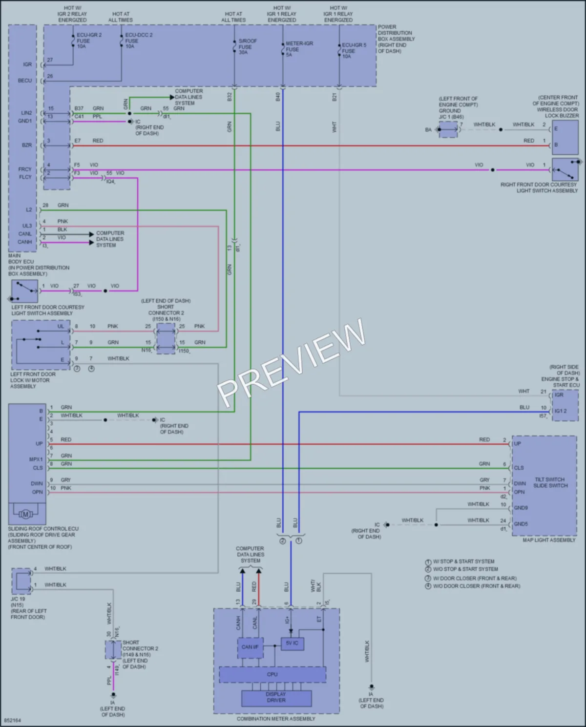 2024 Lexus LX600 Power Top Sunroof wiring diagram preview