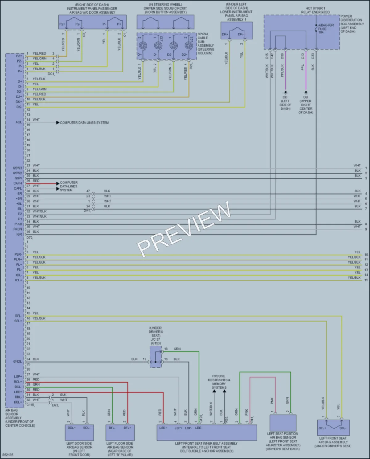 2024 Lexus NX250 Supplemental Restraints wiring diagram preview