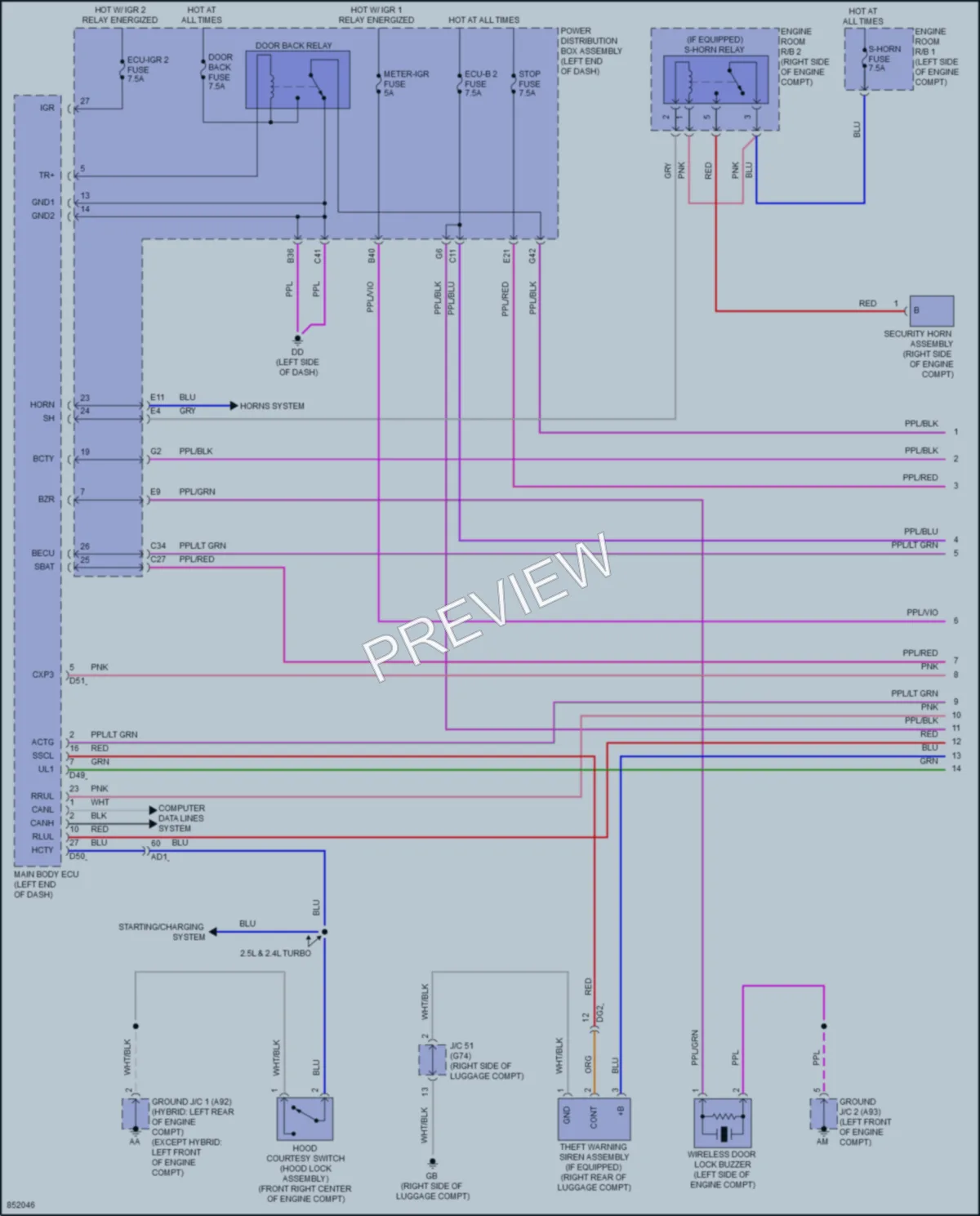 2024 Lexus NX350 Power Door Locks wiring diagram preview