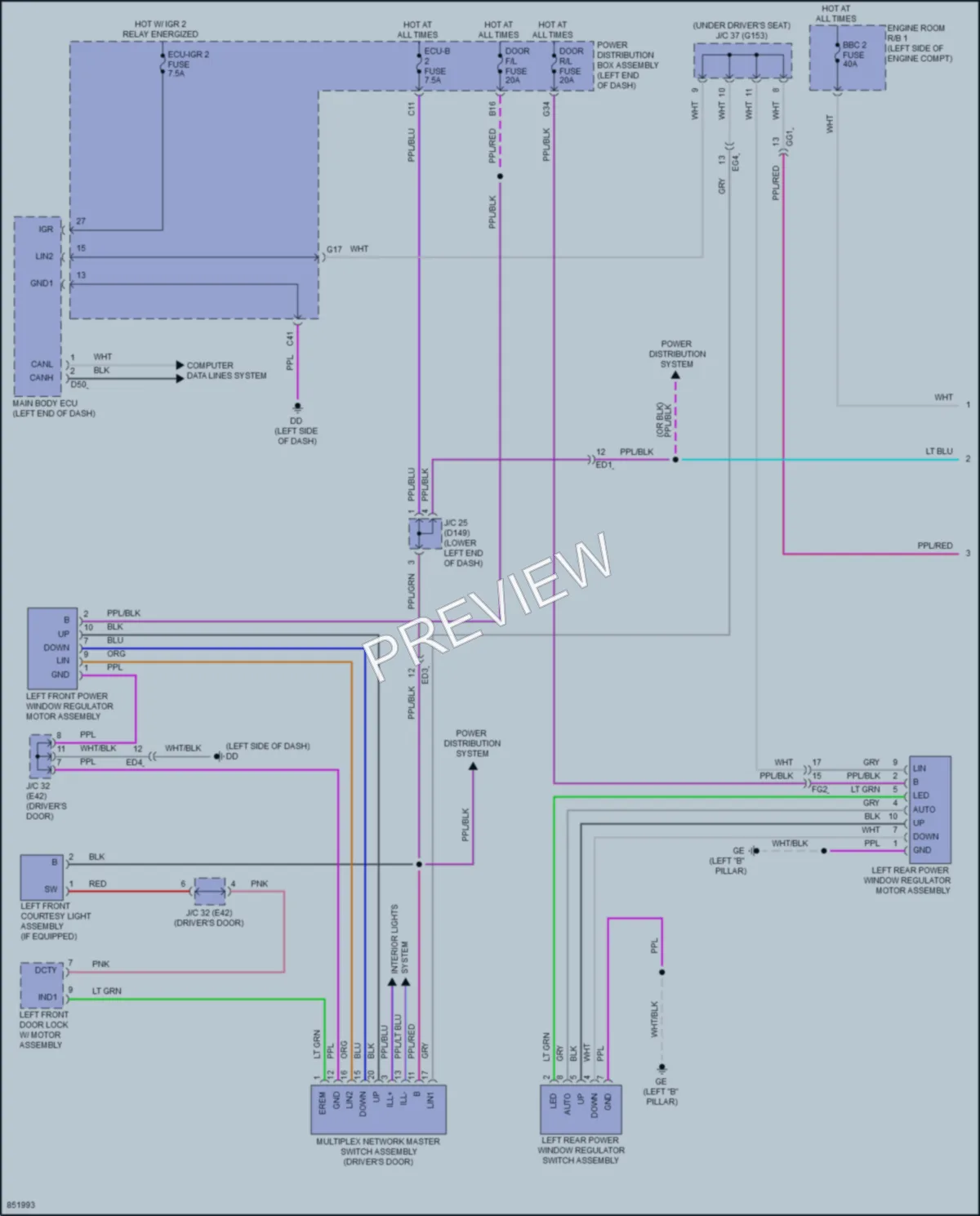 2024 Lexus NX350 Power Windows wiring diagram preview