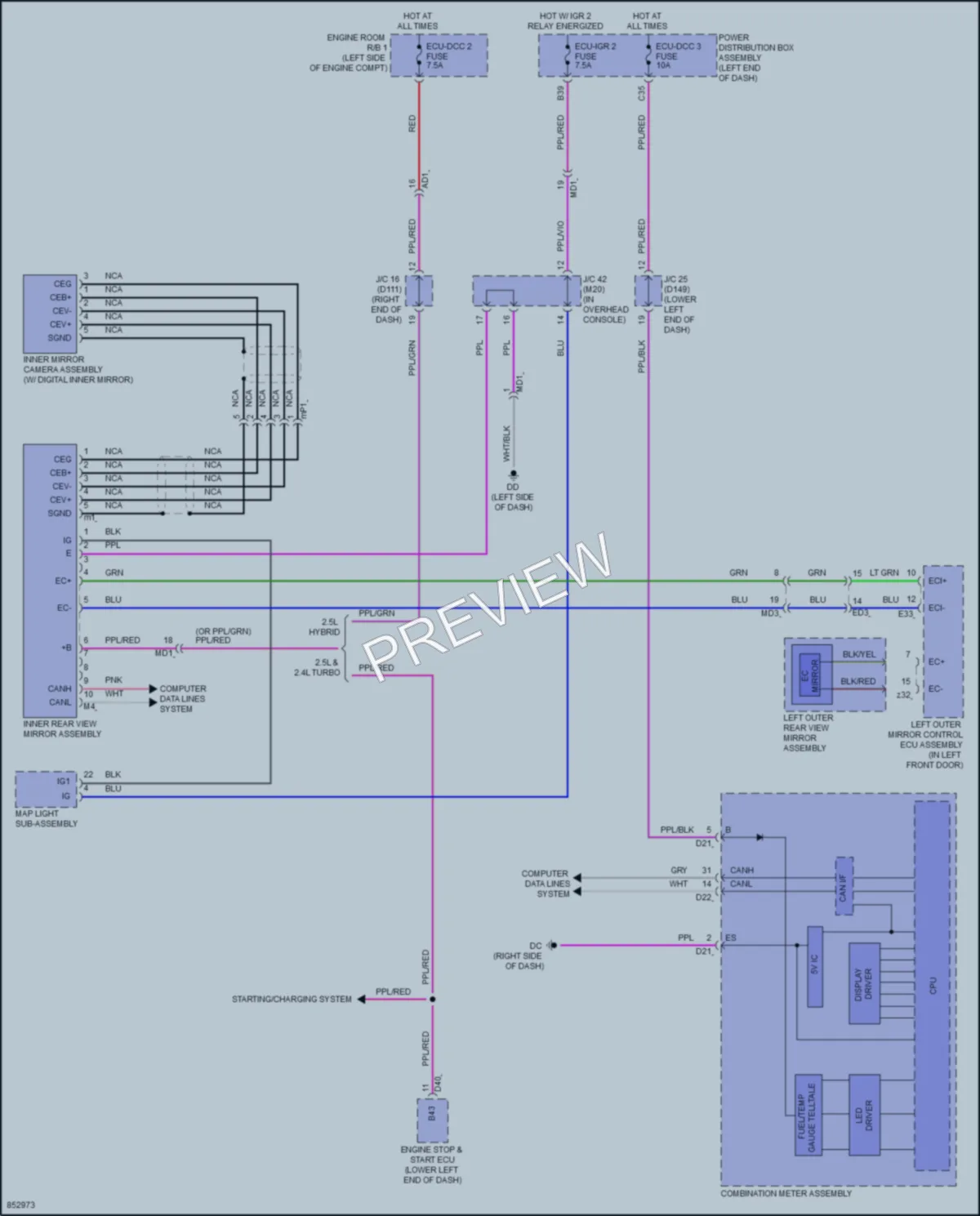 2024 Lexus NX350h Power Mirrors wiring diagram preview