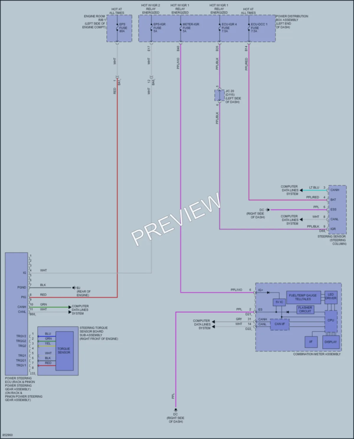2024 Lexus NX450h Electronic Power Steering wiring diagram preview