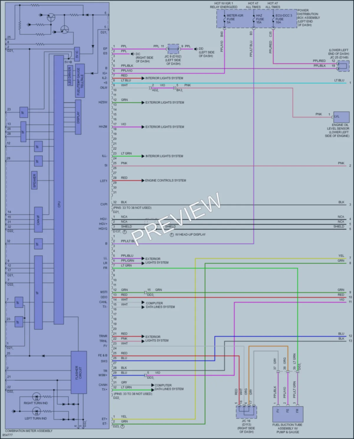 2024 Lexus NX450h Instrument Cluster wiring diagram preview