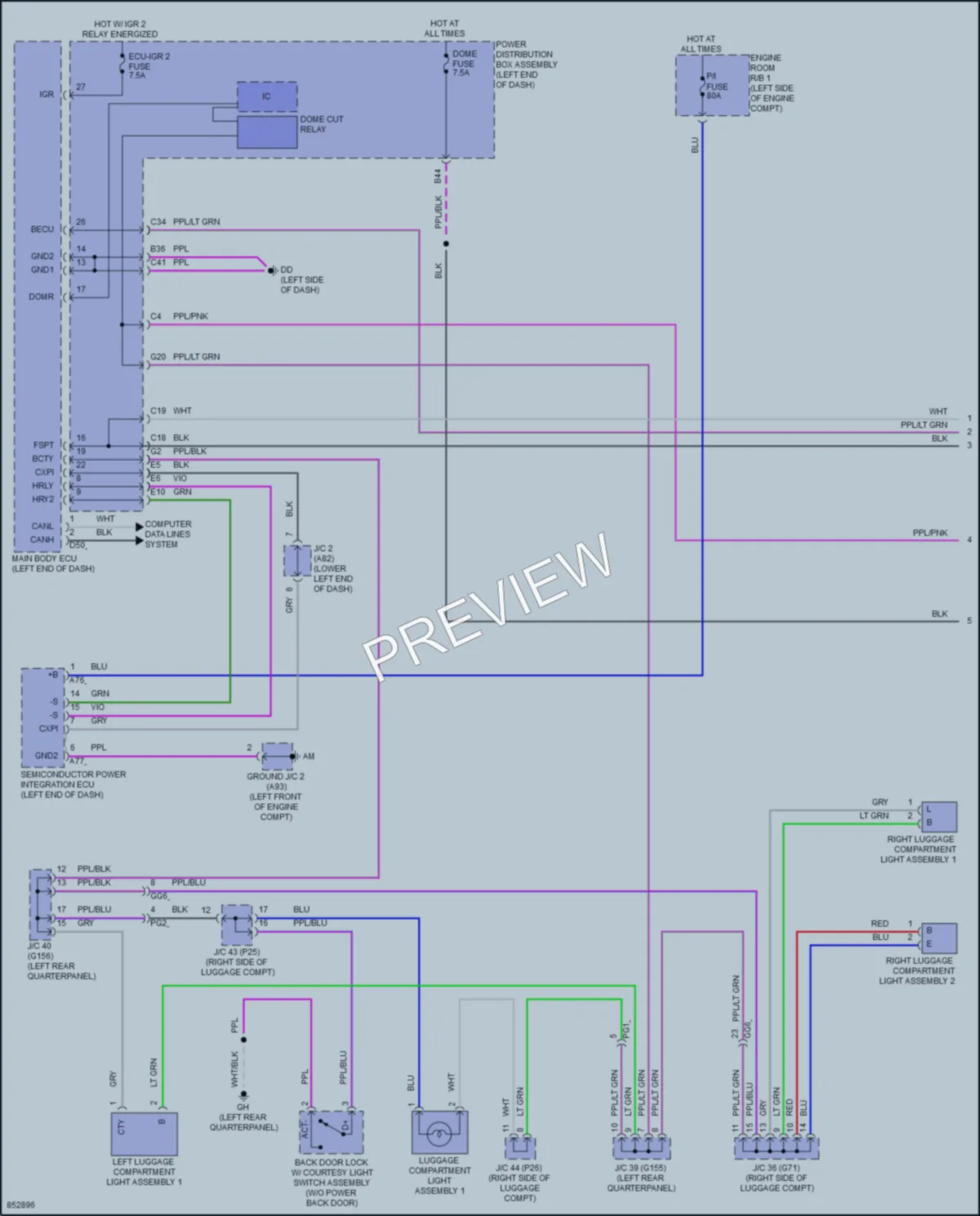 2024 Lexus NX450h Interior Lights wiring diagram preview