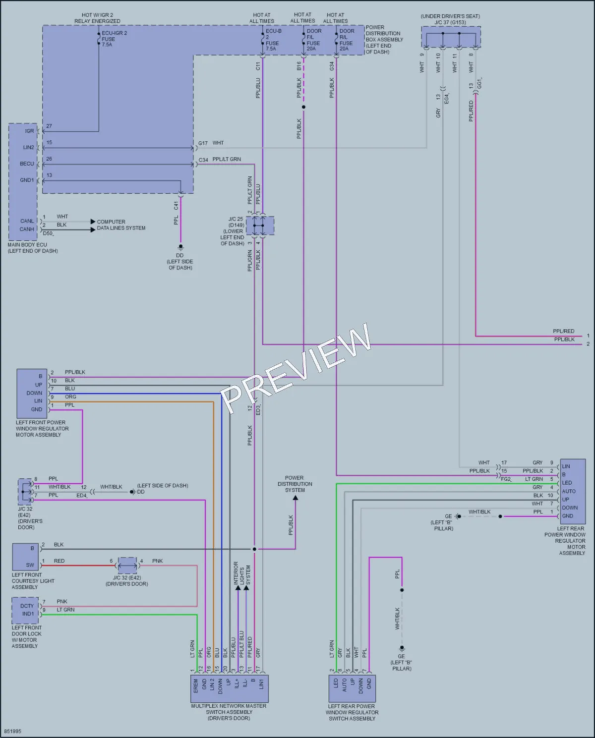 2024 Lexus NX450h Power Windows wiring diagram preview