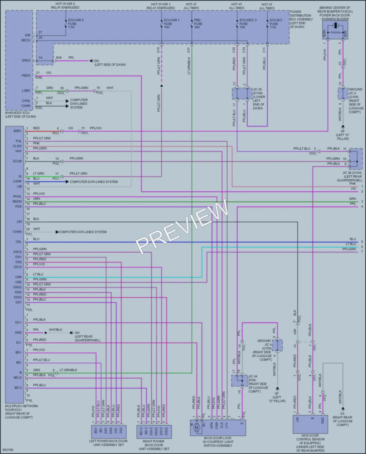 2024 Lexus NX450h Trunk Tailgate Fuel Door wiring diagram preview