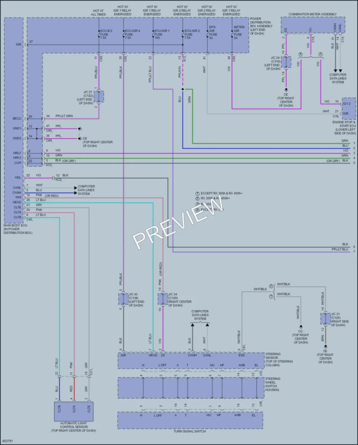 2024 Lexus RX350 Headlights wiring diagram preview