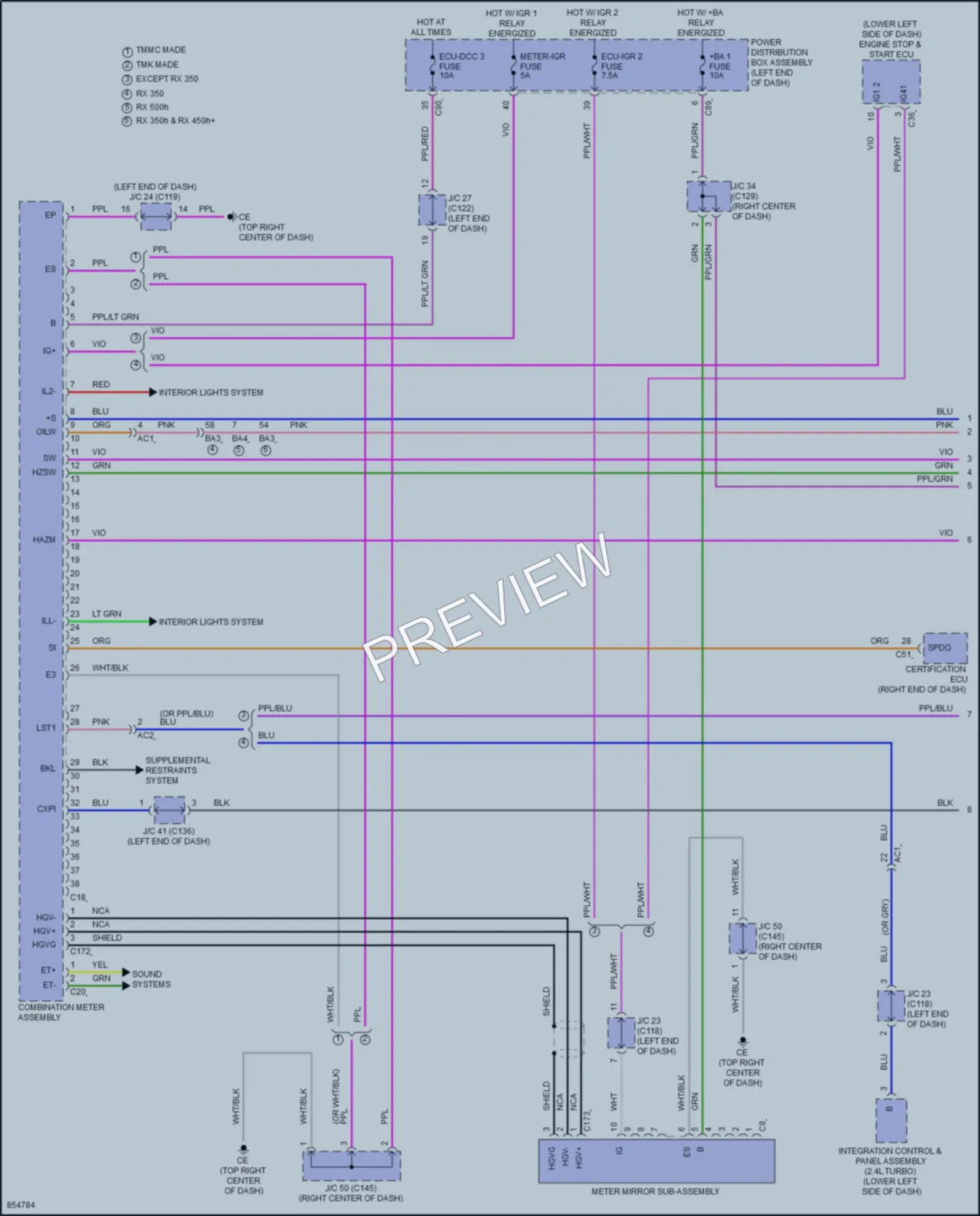2024 Lexus RX350 Instrument Cluster wiring diagram preview