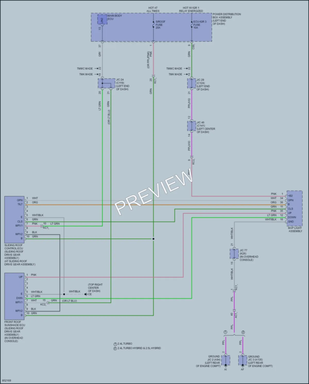 2024 Lexus RX350 Power Top Sunroof wiring diagram preview