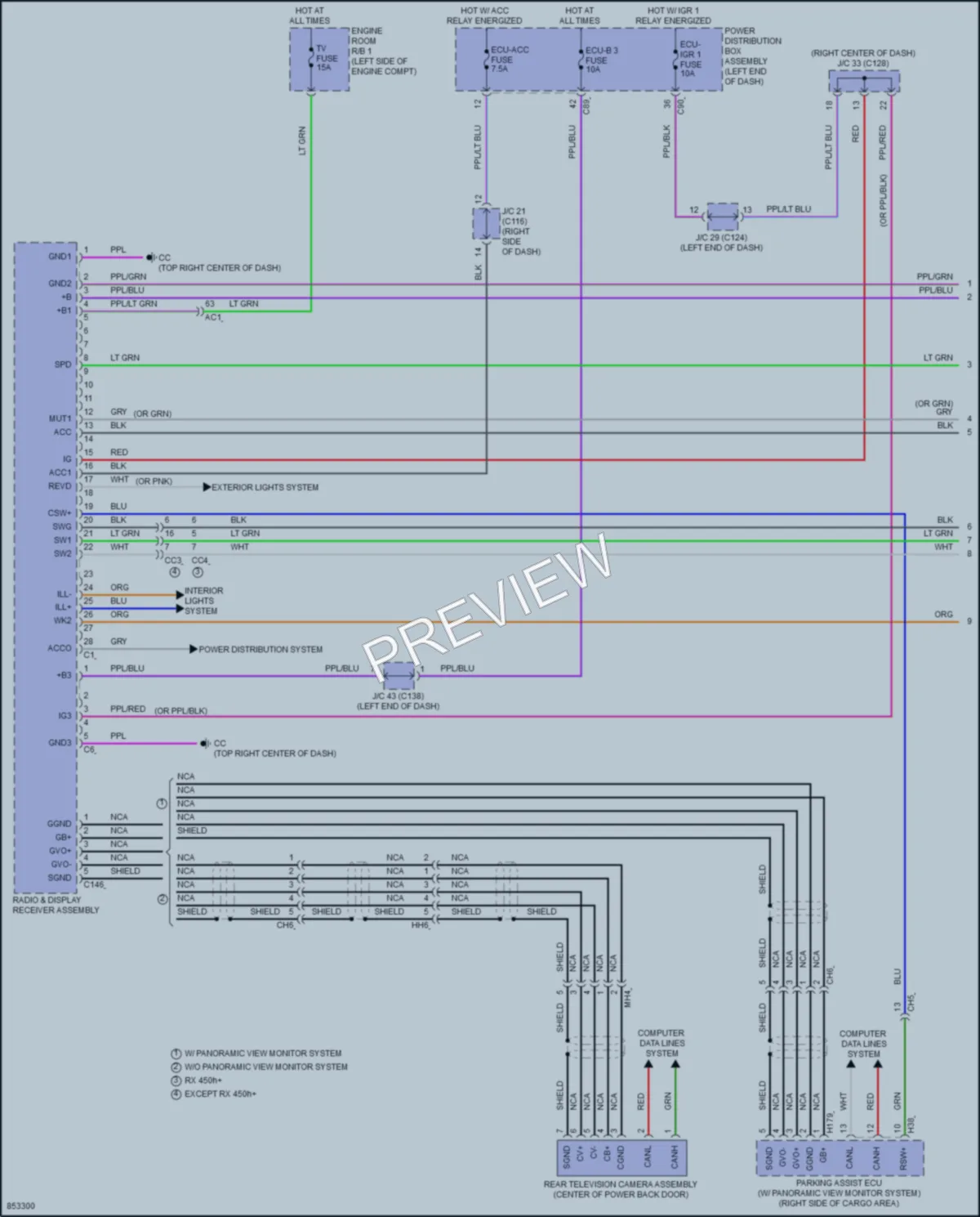 2024 Lexus RX350h Radio wiring diagram preview