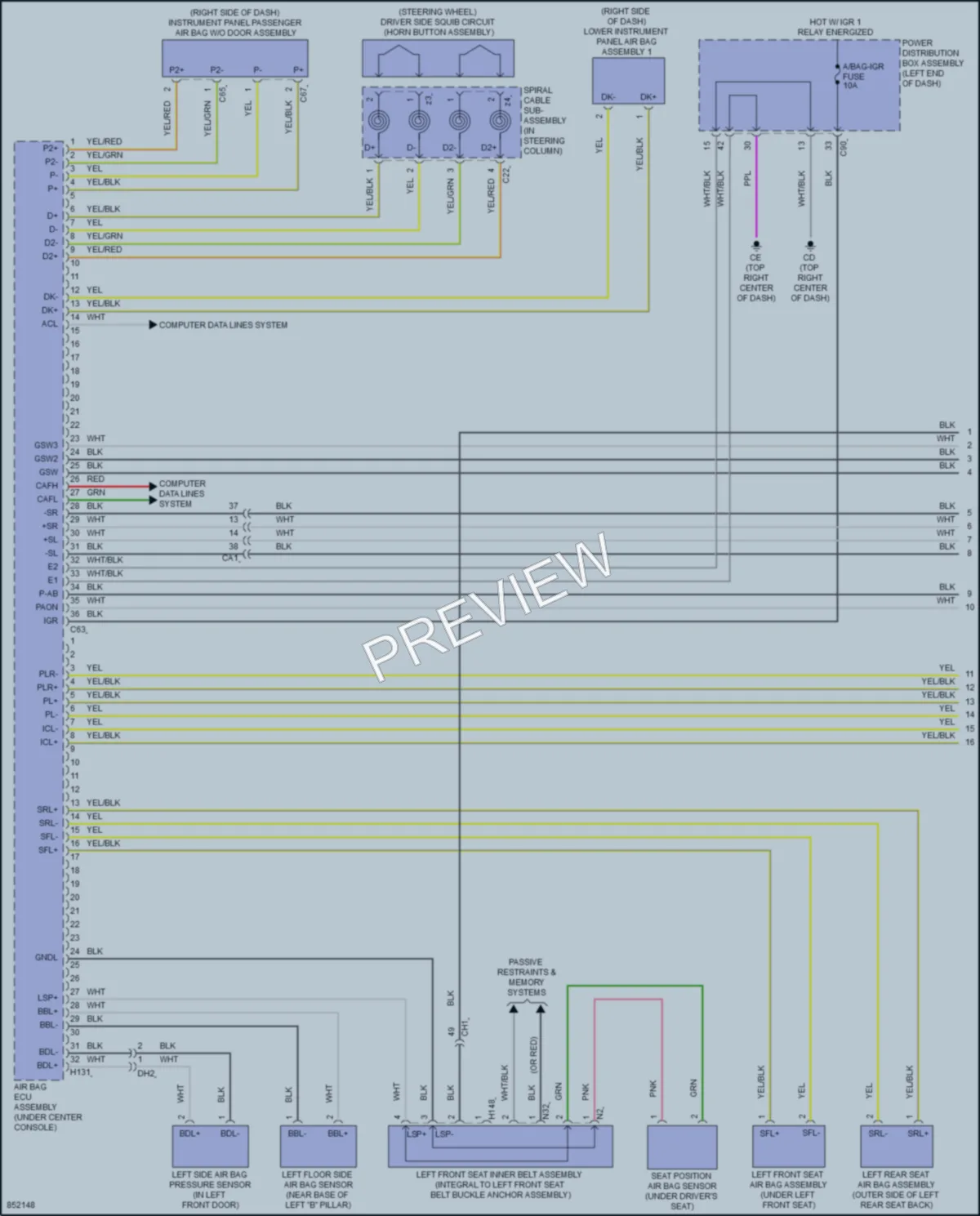 2024 Lexus RX350h Supplemental Restraints wiring diagram preview