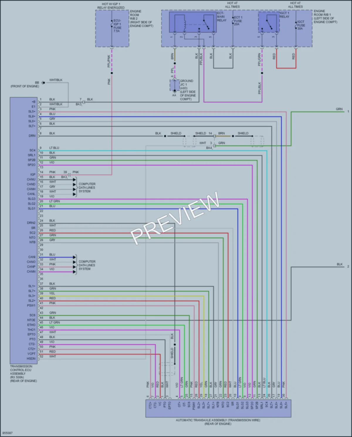 2024 Lexus RX350h Transmission wiring diagram preview