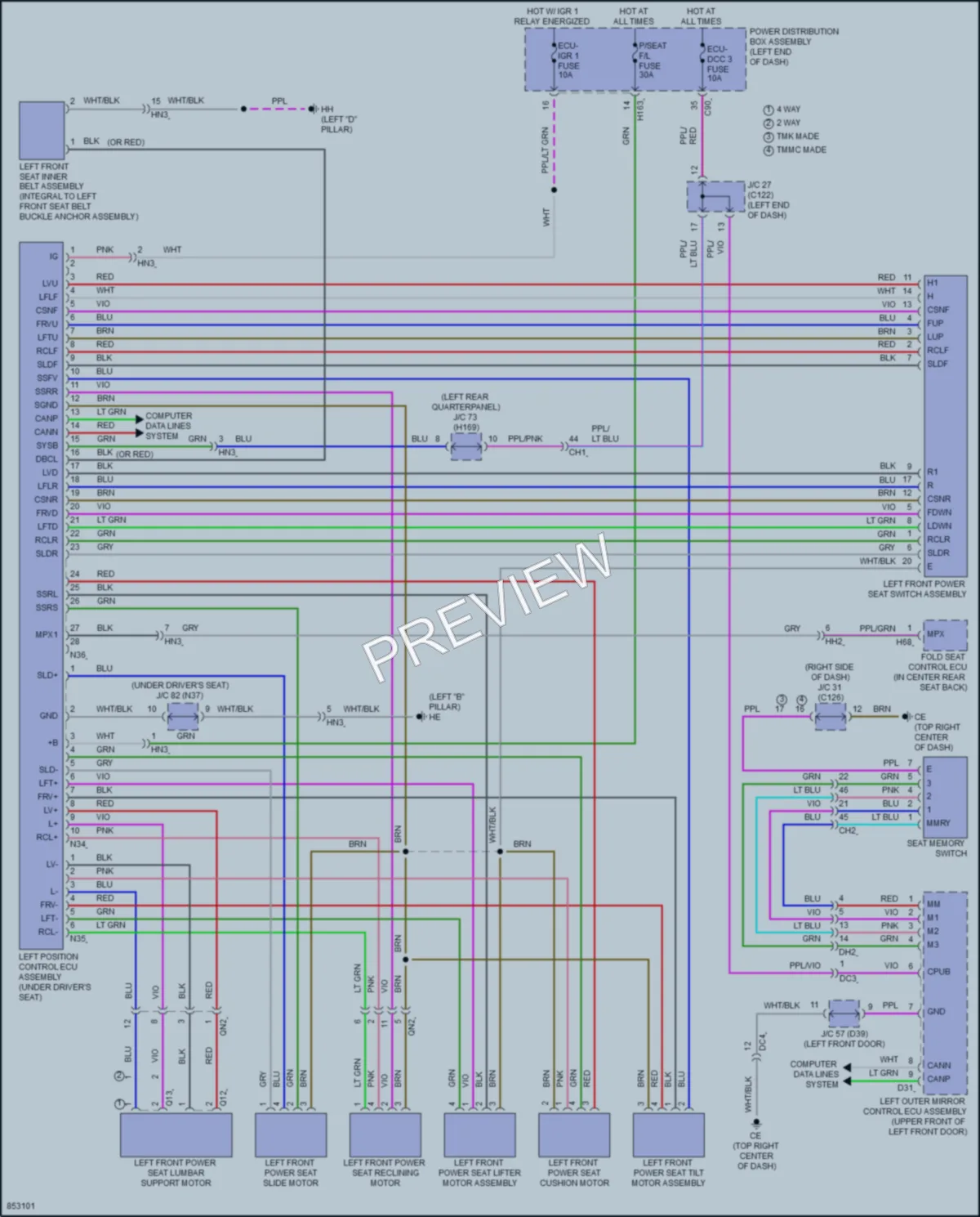 2024 Lexus RX450h Memory Systems wiring diagram preview