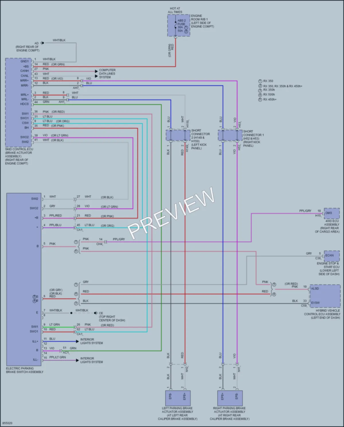 2024 Lexus RX450h Shift Interlock wiring diagram preview