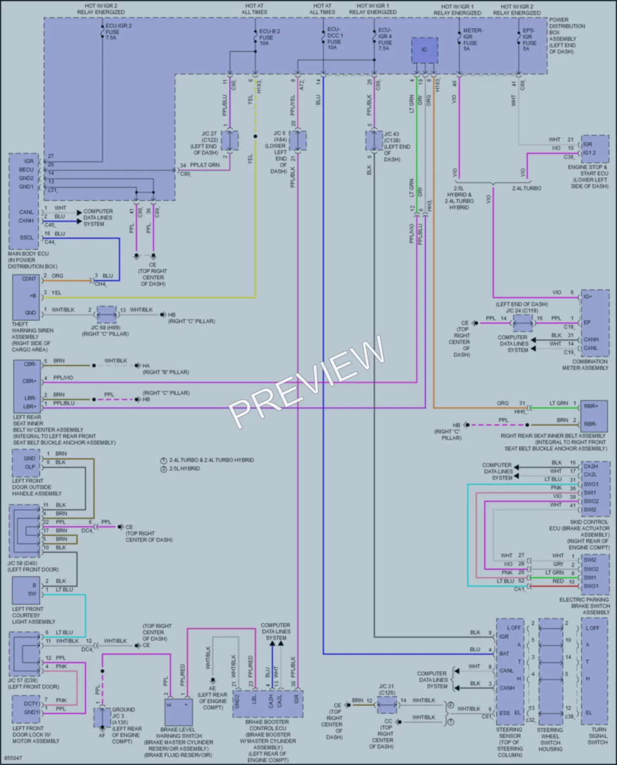 2024 Lexus RX450h Warning Systems wiring diagram preview