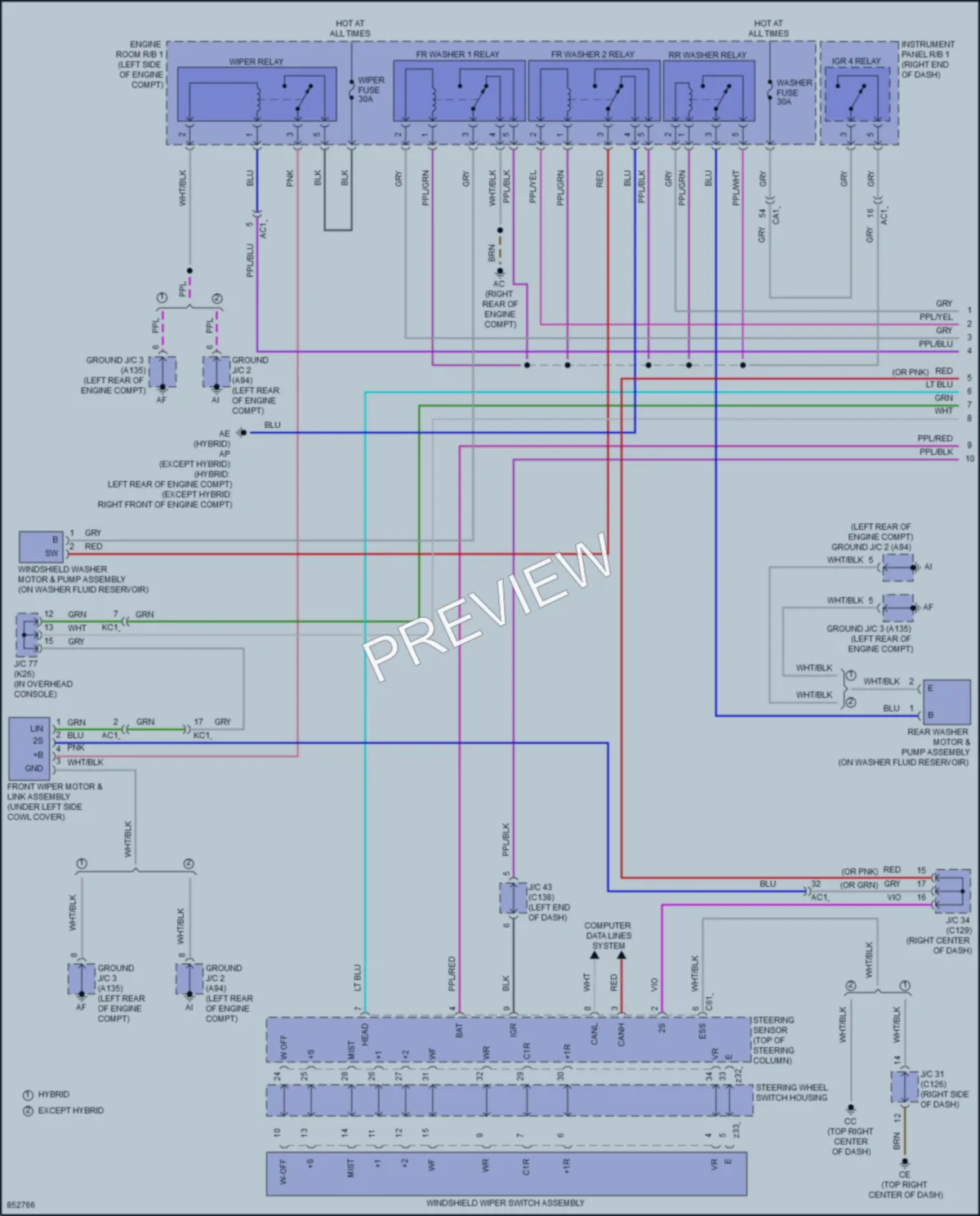 2024 Lexus RX450h Wiper Washer wiring diagram preview
