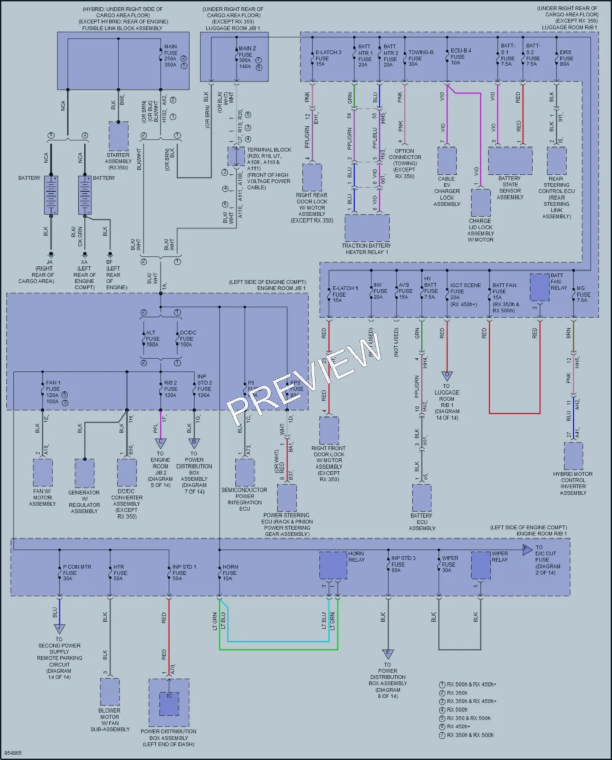 2024 Lexus RX500h Power Distribution wiring diagram preview