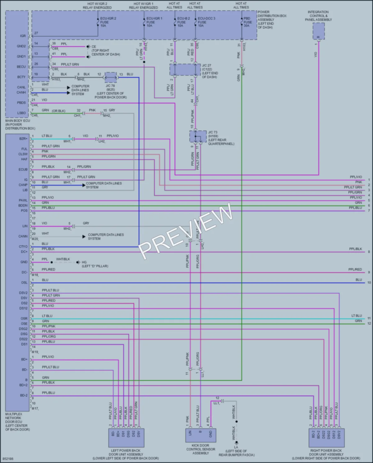 2024 Lexus RX500h Trunk Tailgate Fuel Door wiring diagram preview
