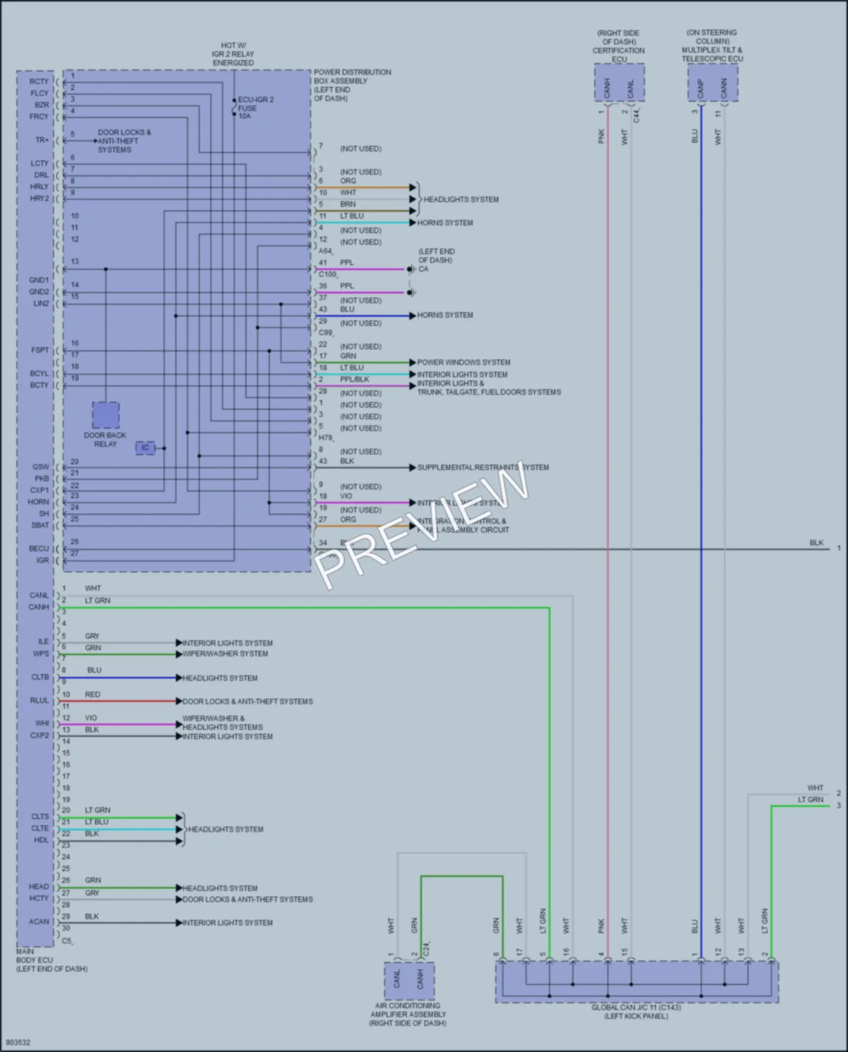 2024 Lexus RZ450e Body Control Modules wiring diagram preview
