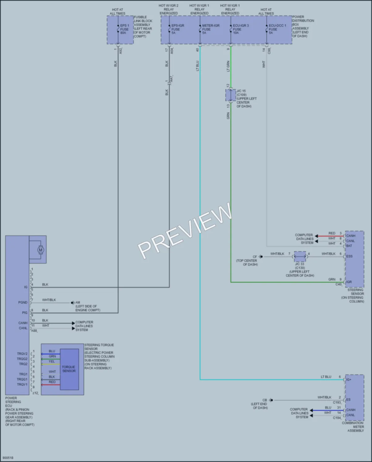 2024 Lexus RZ450e Electronic Power Steering wiring diagram preview