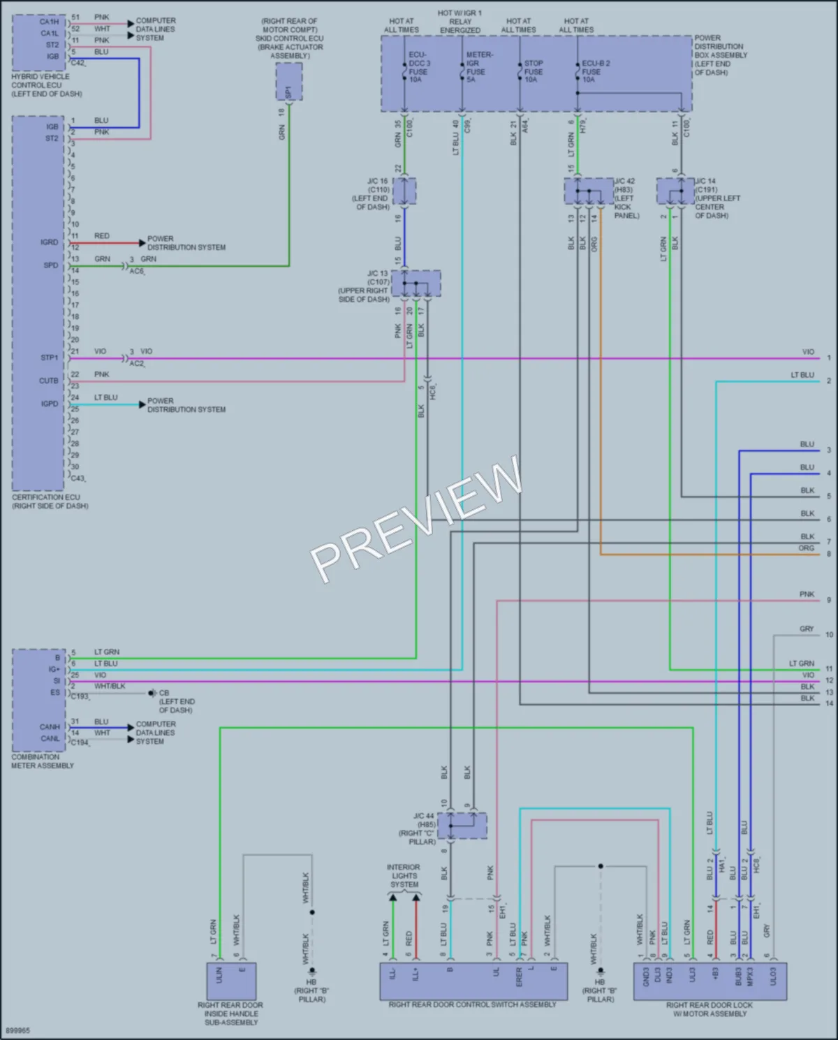 2024 Lexus RZ450e Power Door Locks wiring diagram preview