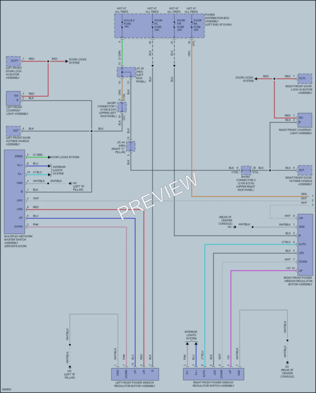 2024 Lexus RZ450e Power Windows wiring diagram preview