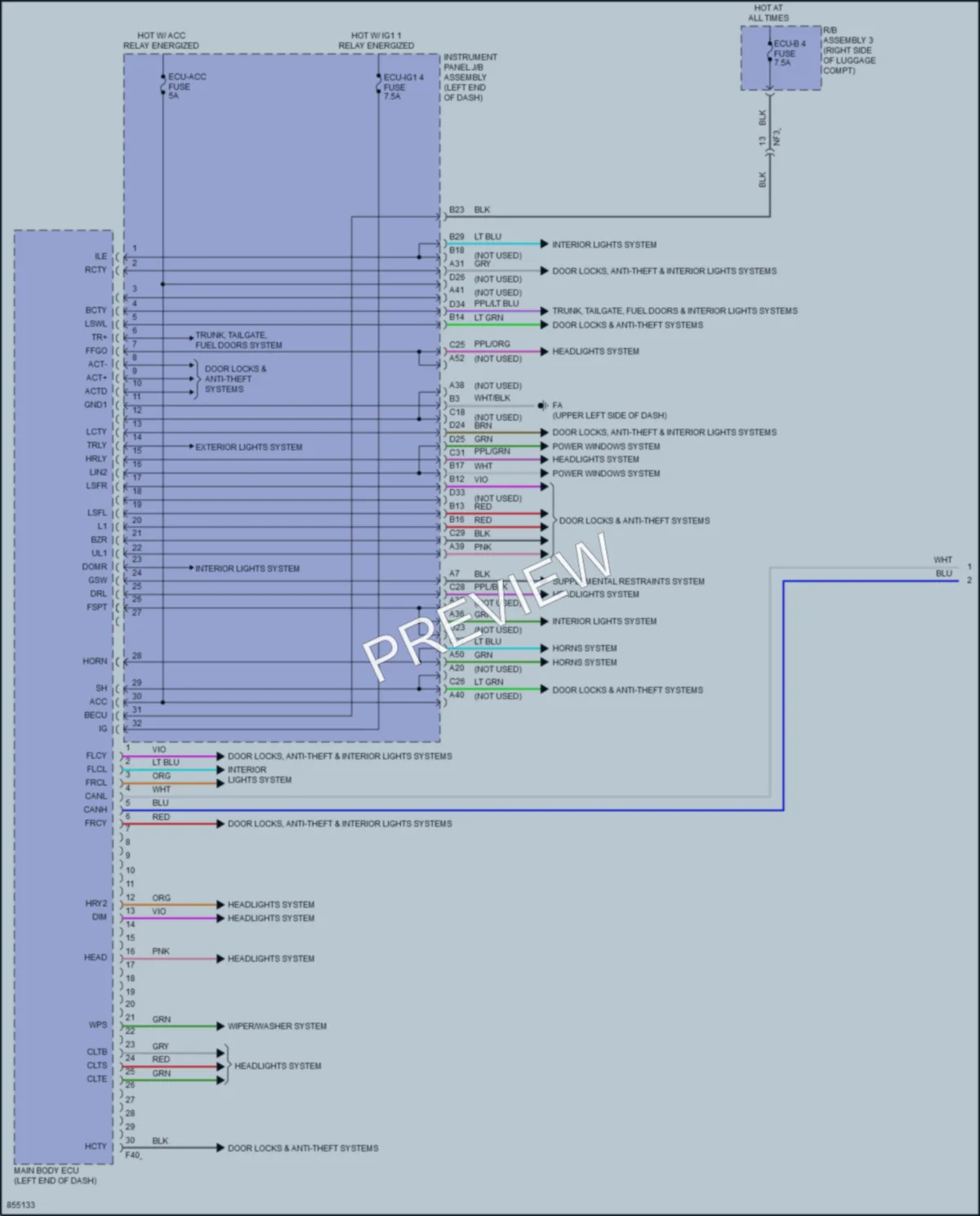 2024 Lexus UX250h Body Control Modules wiring diagram preview