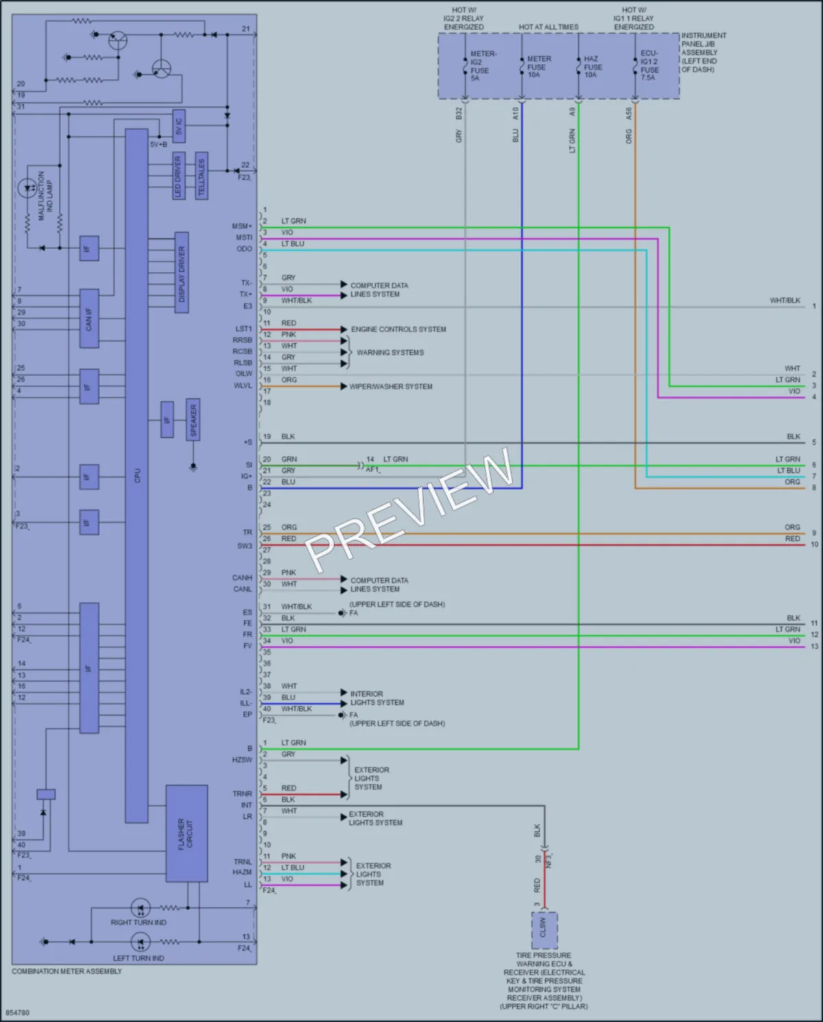 2024 Lexus UX250h Instrument Cluster wiring diagram preview