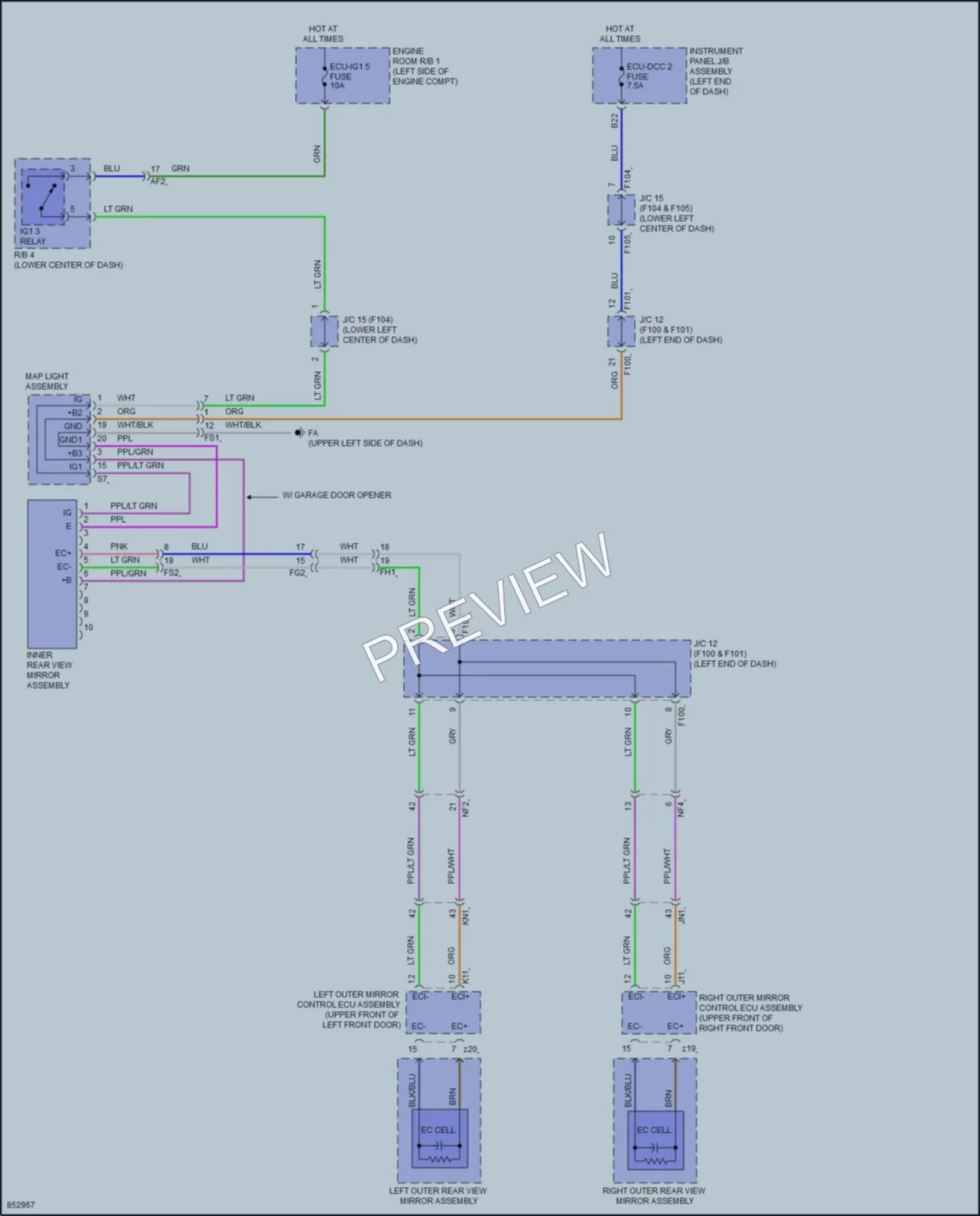 2024 Lexus UX250h Power Mirrors wiring diagram preview
