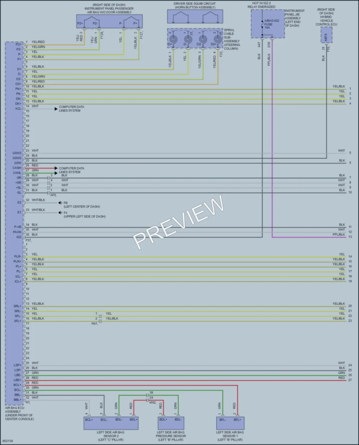 2024 Lexus UX250h Supplemental Restraints wiring diagram preview