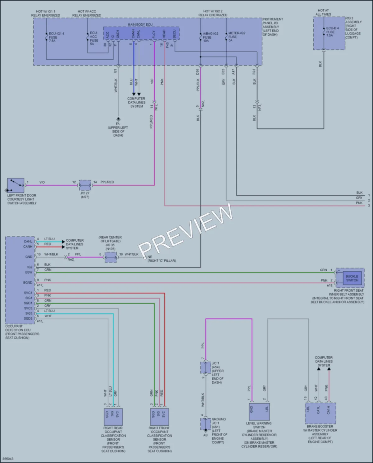 2024 Lexus UX250h Warning Systems wiring diagram preview