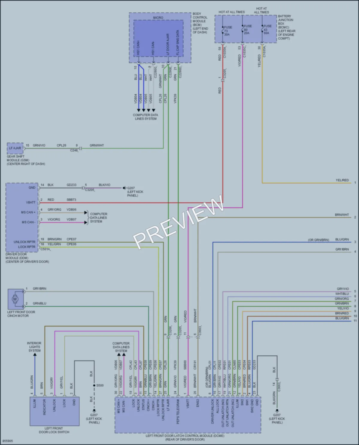 2024 Lincoln Aviator Power Door Locks wiring diagram preview