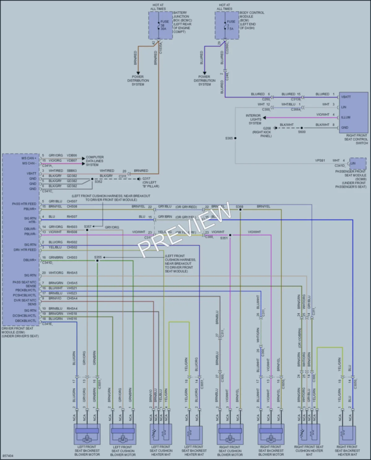 2024 Lincoln Aviator Power Seats wiring diagram preview