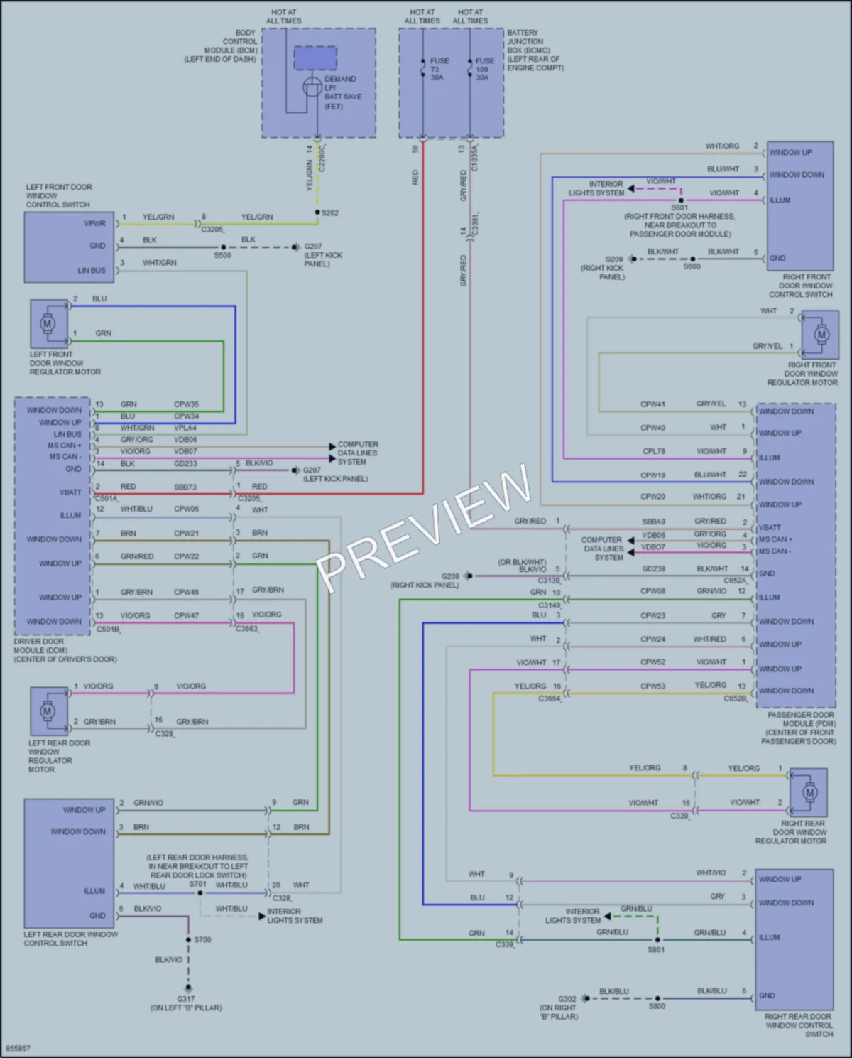 2024 Lincoln Aviator Power Windows wiring diagram preview