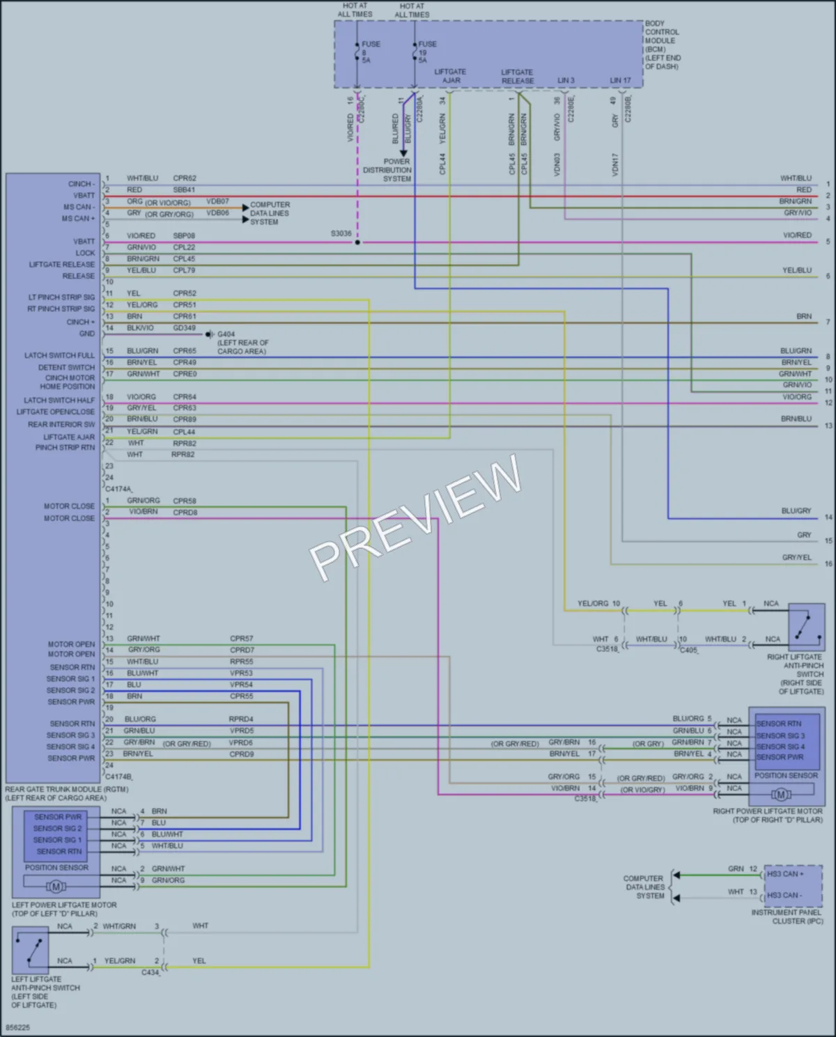 2024 Lincoln Aviator Trunk Tailgate Fuel Door wiring diagram preview