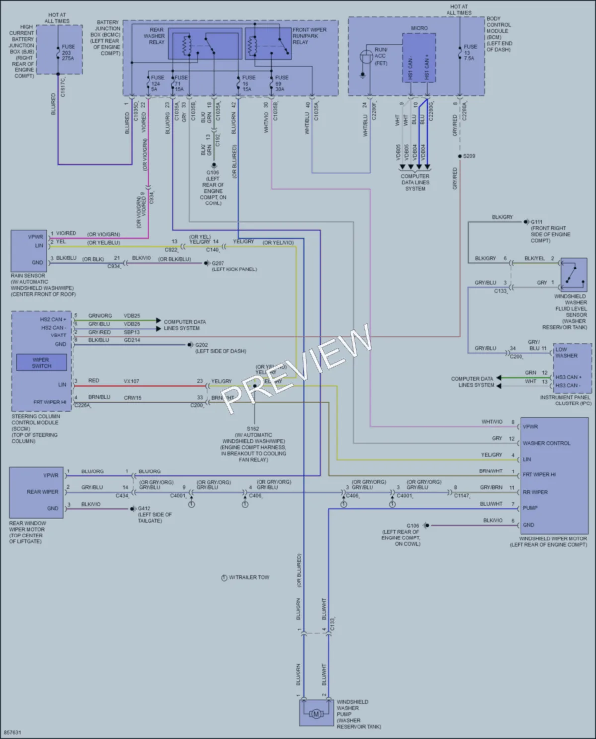 2024 Lincoln Aviator Wiper Washer wiring diagram preview
