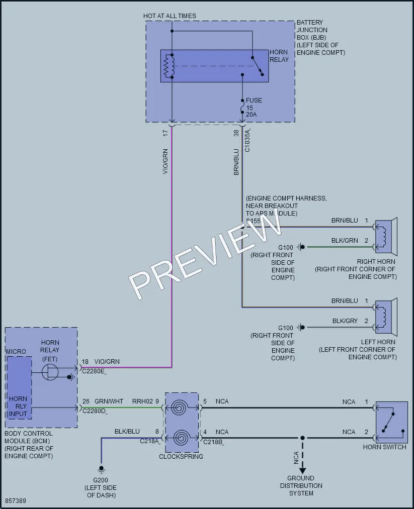 2024 Lincoln Corsair Horn wiring diagram preview