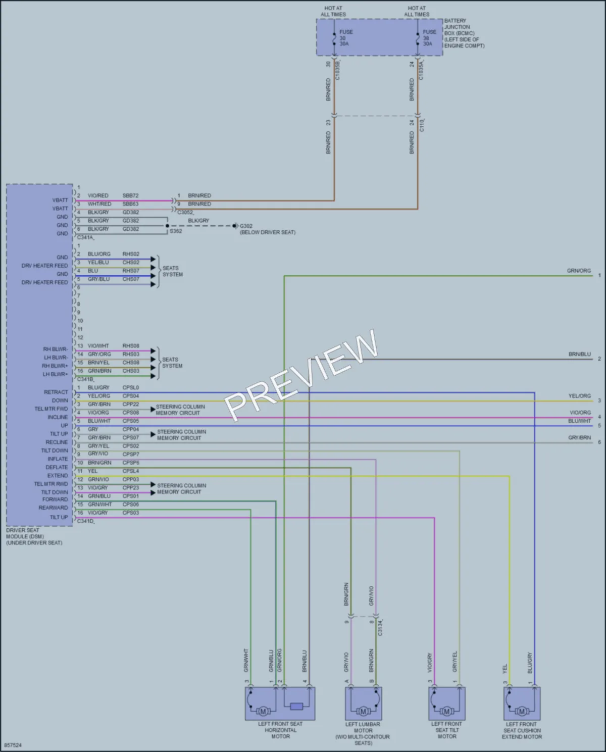2024 Lincoln Corsair Memory Systems wiring diagram preview