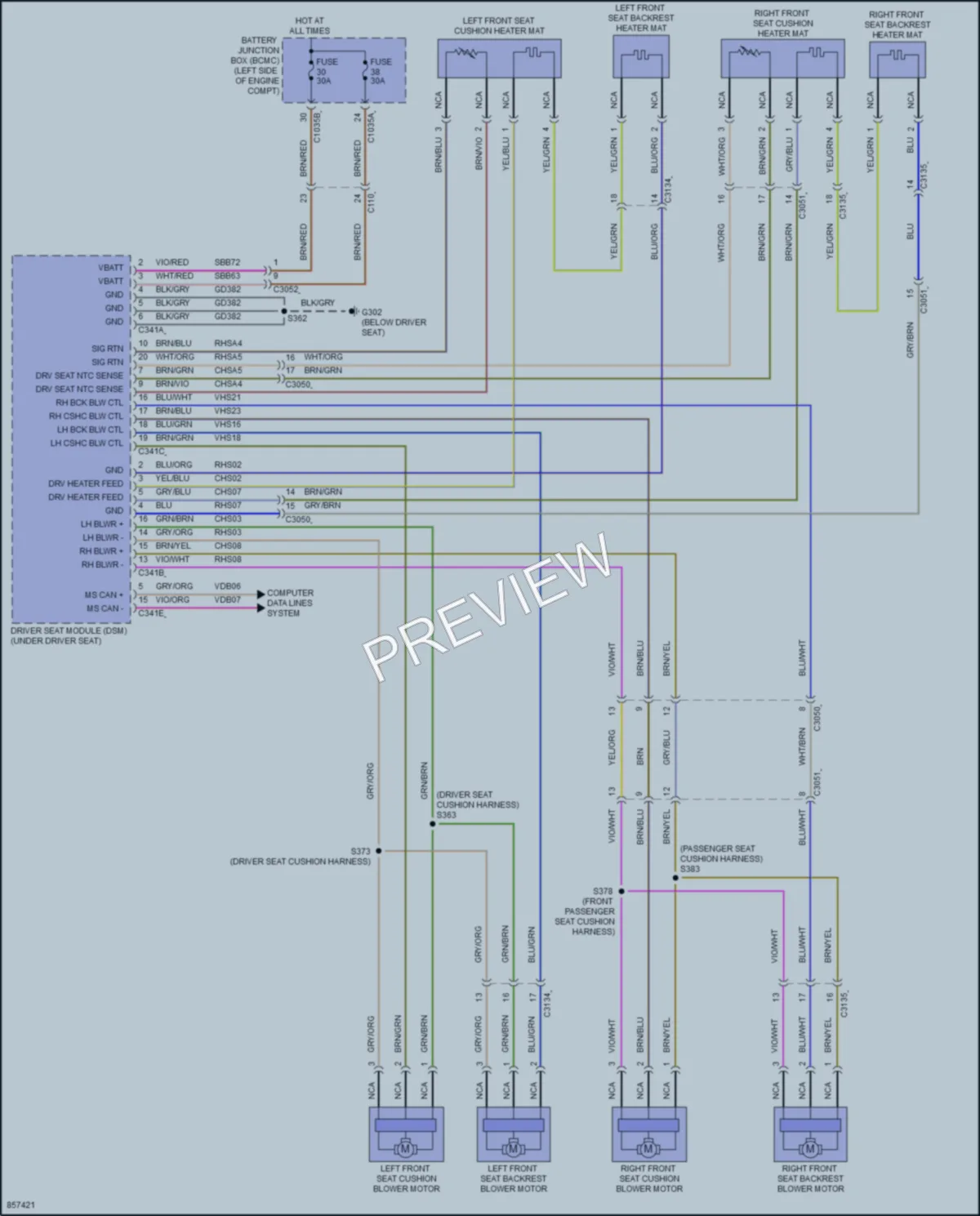 2024 Lincoln Corsair Power Seats wiring diagram preview