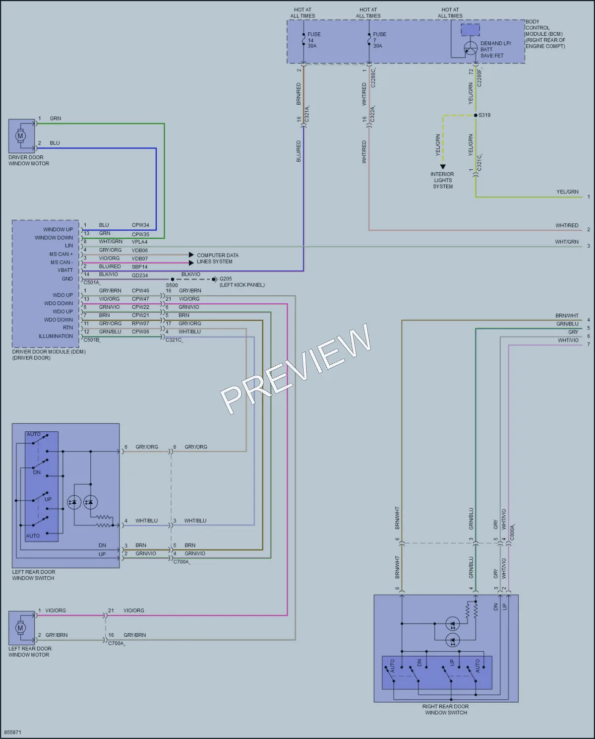 2024 Lincoln Corsair Power Windows wiring diagram preview