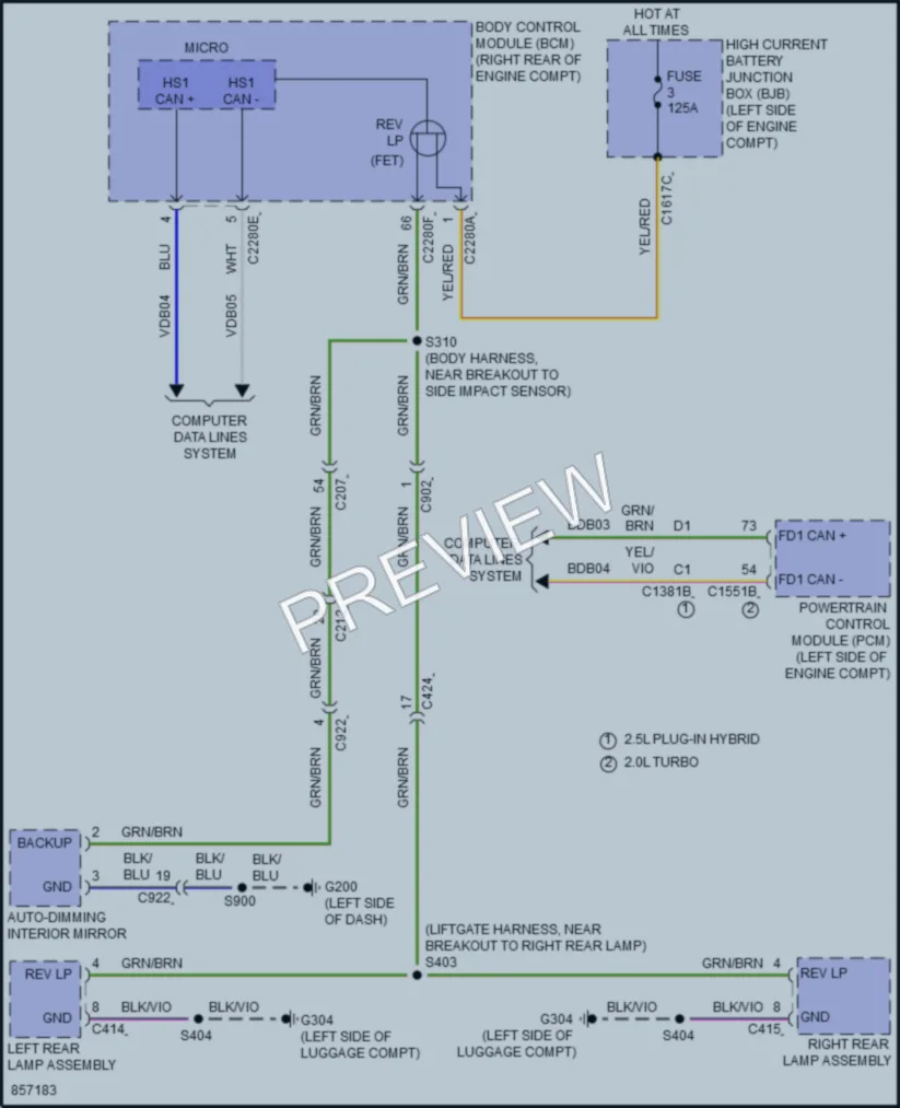 2024 Lincoln CorsairPlugIn Exterior Lights wiring diagram preview