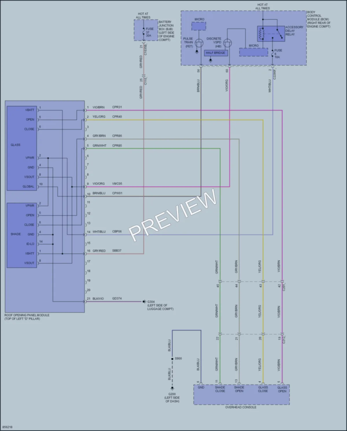 2024 Lincoln CorsairPlugIn Power Top Sunroof wiring diagram preview