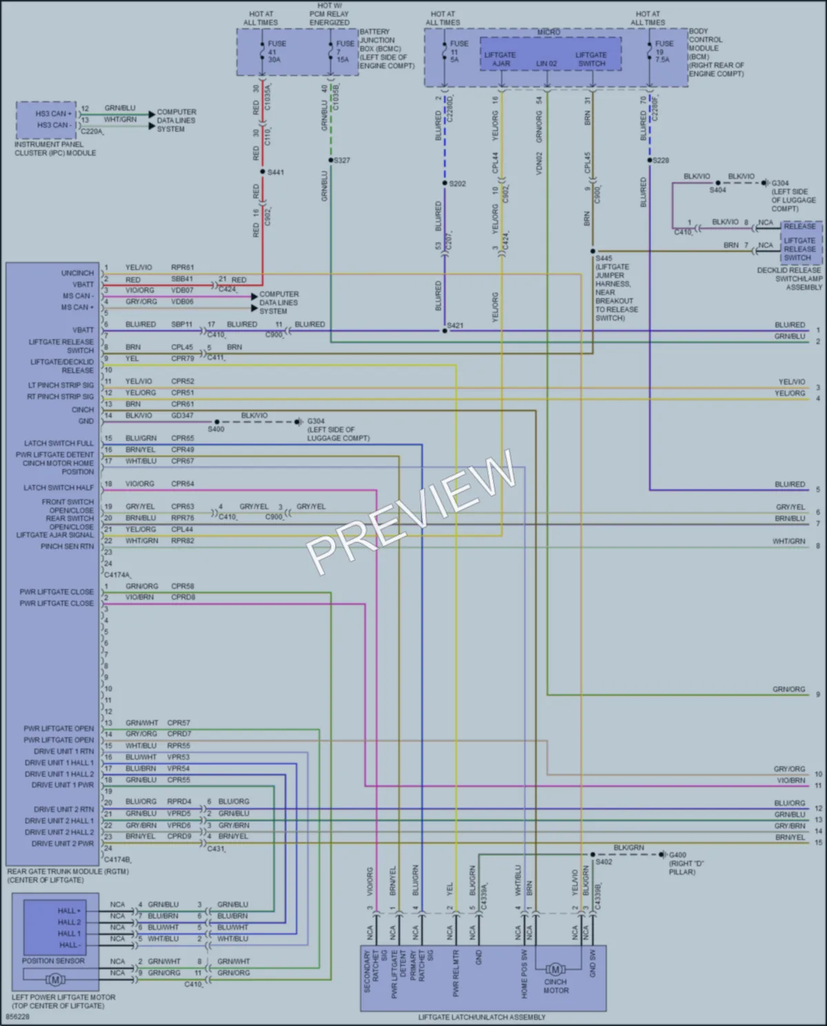 2024 Lincoln CorsairPlugIn Trunk Tailgate Fuel Door wiring diagram preview