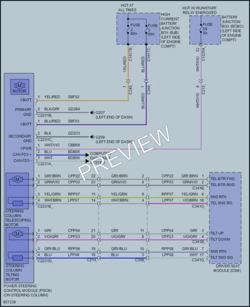 2024 Lincoln Nautilus Electronic Power Steering wiring diagram preview