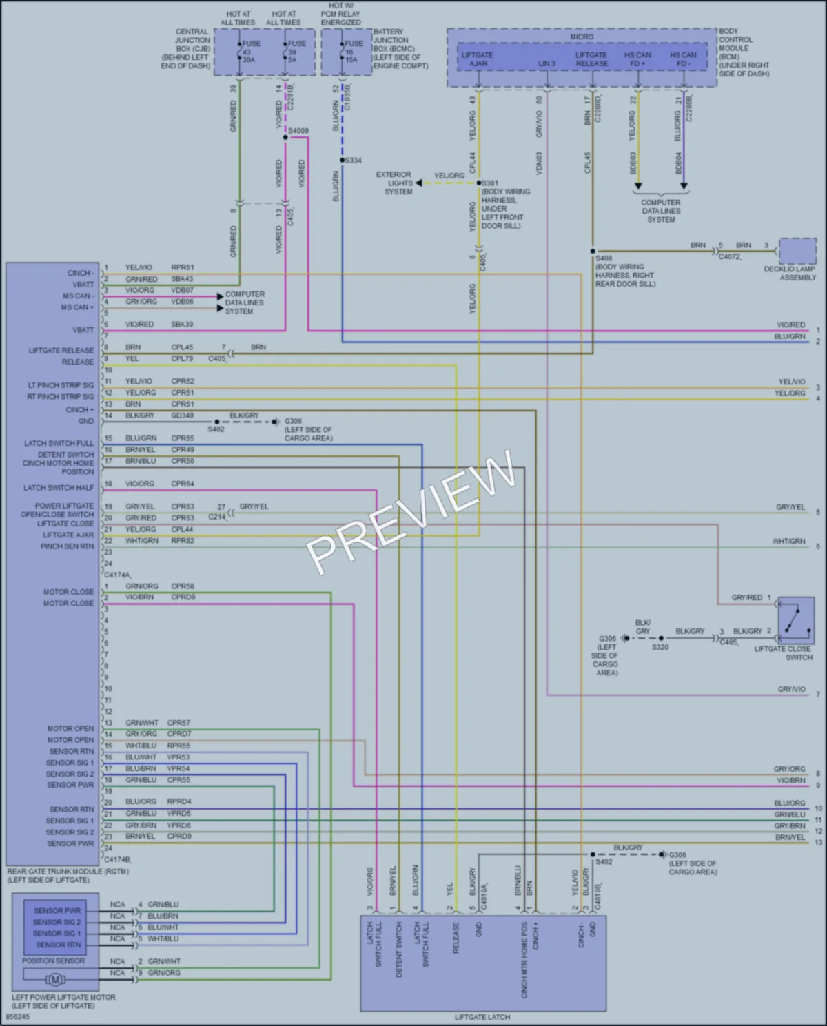 2024 Lincoln Nautilus Trunk Tailgate Fuel Door wiring diagram preview