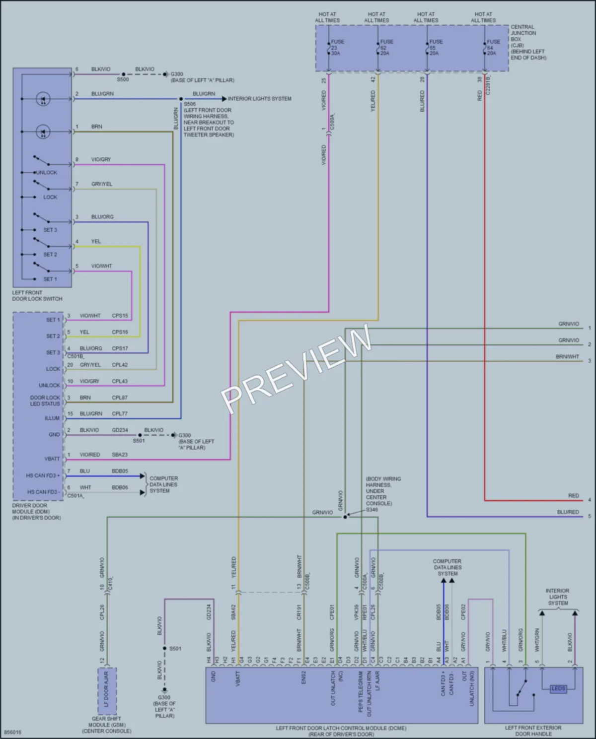 2024 Lincoln NautilusHybrid Power Door Locks wiring diagram preview