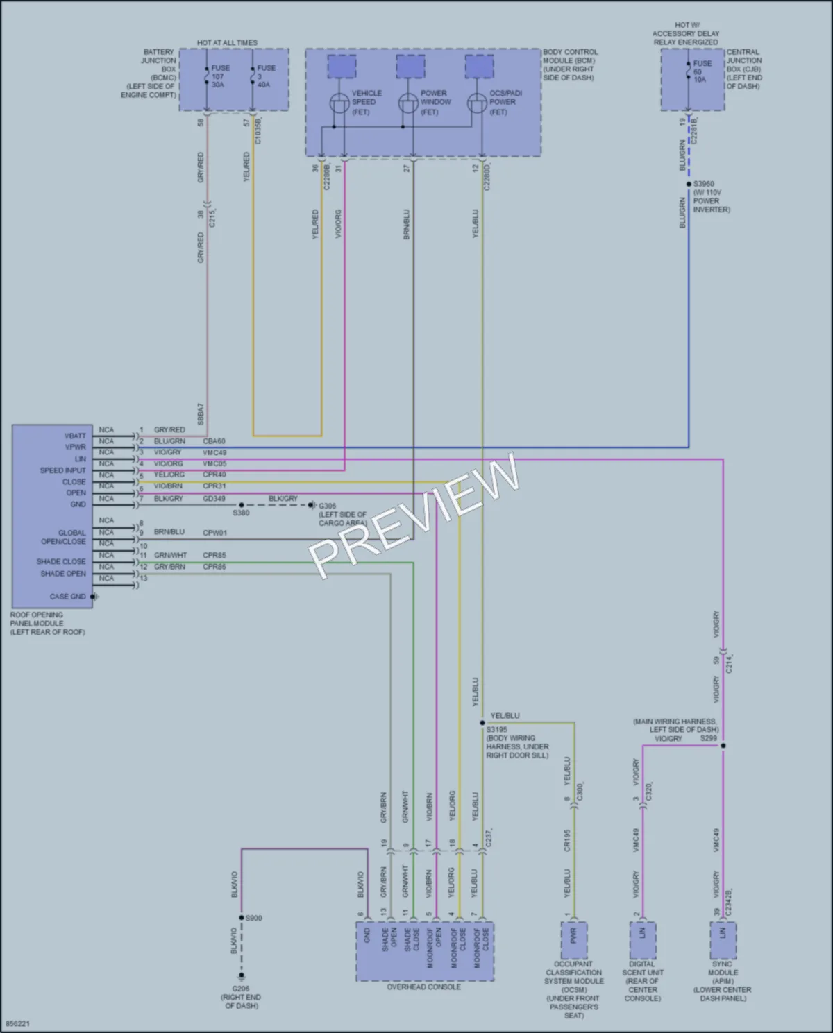 2024 Lincoln NautilusHybrid Power Top Sunroof wiring diagram preview