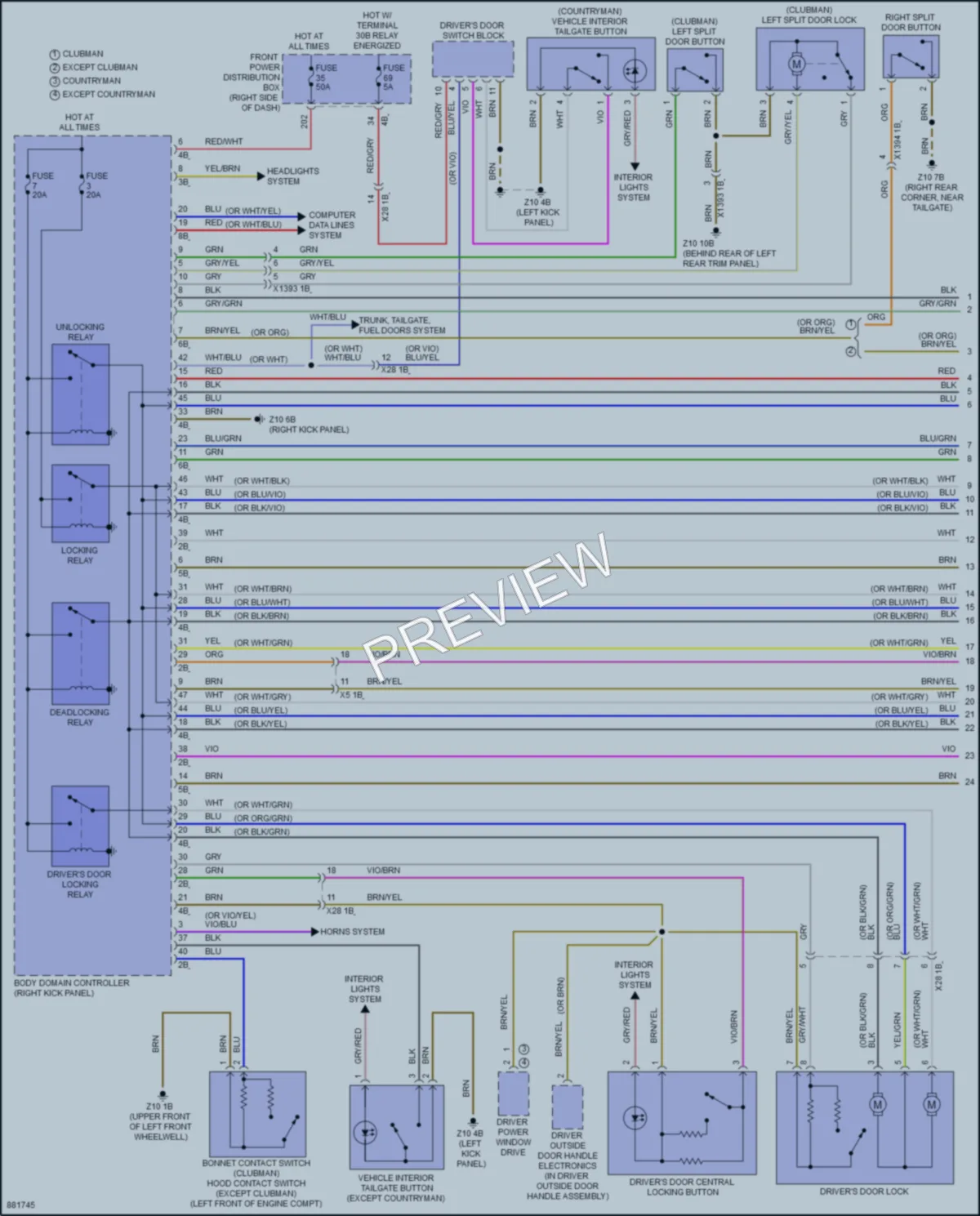 2024 MINI CooperClubman Power Door Locks wiring diagram preview
