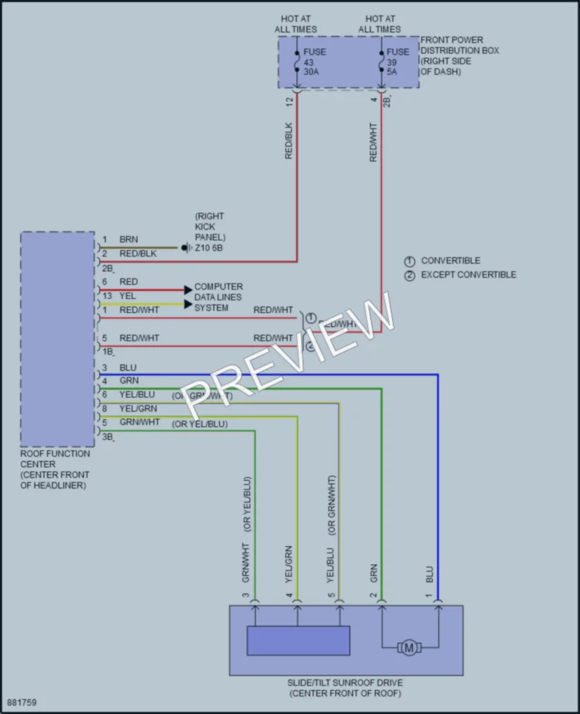2024 MINI CooperCountryman Power Top Sunroof wiring diagram preview