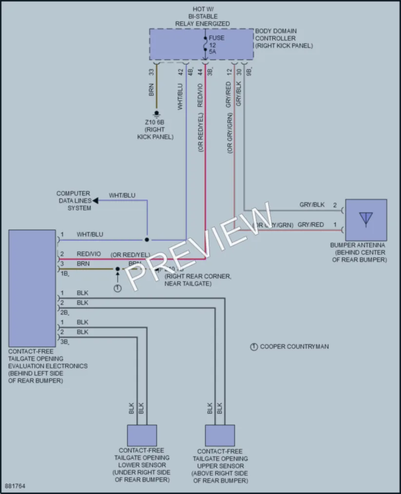 2024 MINI CooperCountryman Trunk Tailgate Fuel Door wiring diagram preview